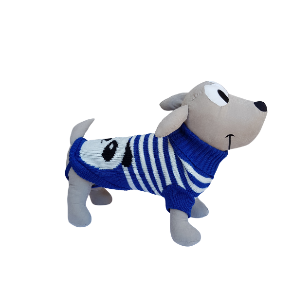 Sweterek dla psa w paski białe i niebieskie rozm.6